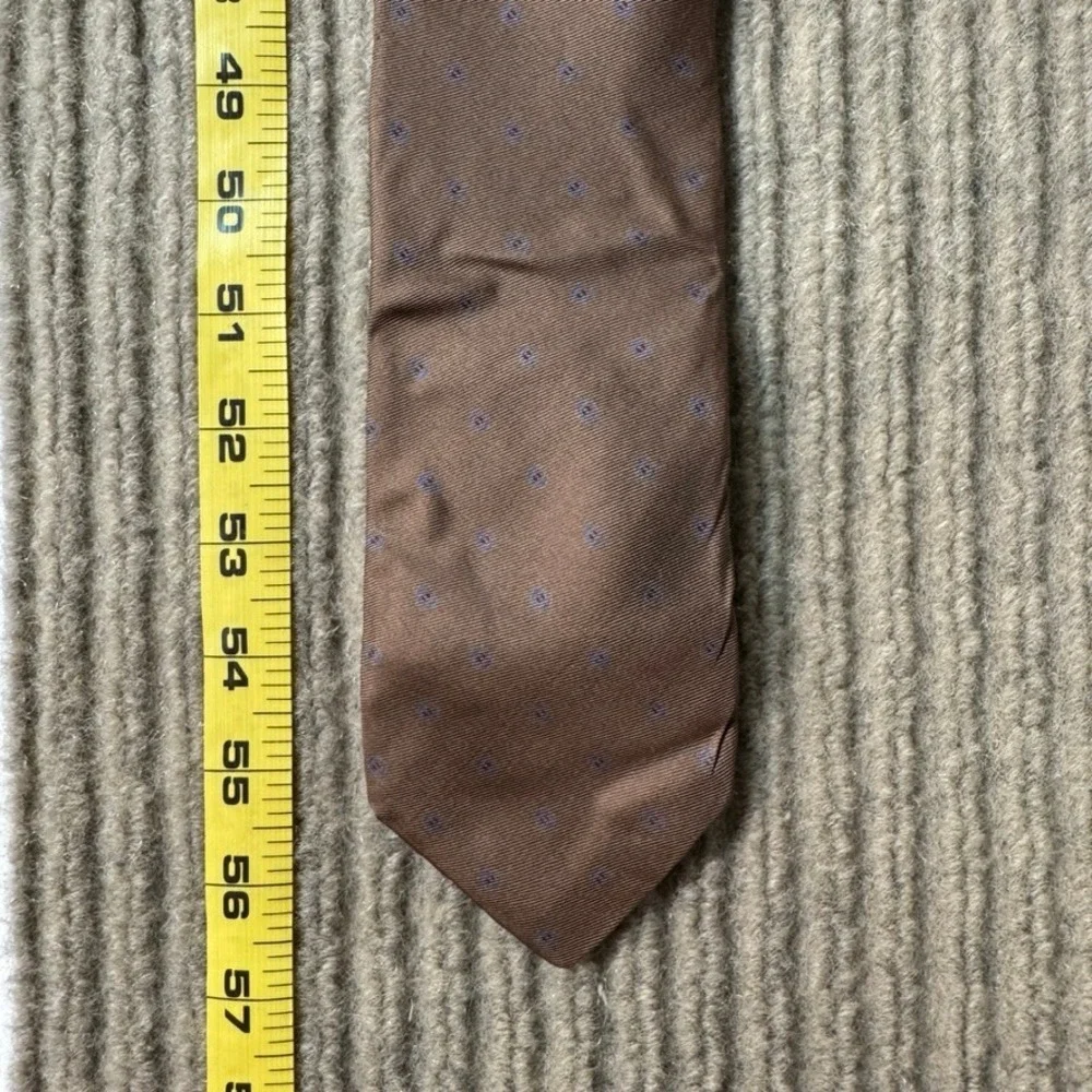 G. Brooke Jordan Marsh Mens Silk Tie Brown Medallion Hand Sewn Vintage Pattern